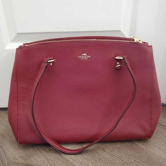 Coach Burgundy Leather Tote Bag - Picture 2 of 6